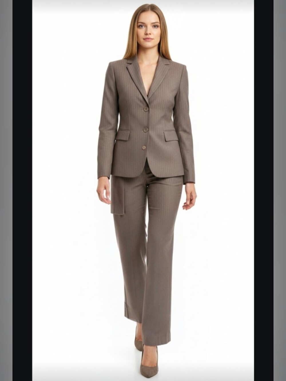 SAG HARBOR! TAUPE TAN/GRAY W/BLACK & RED PLAID 2PC PANTS, JACKET SUIT SET! SZ 14